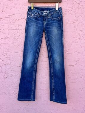 Vintage True Religion Denim Jeans Hi-Rise Boot Bling Y2K 90s Size 25